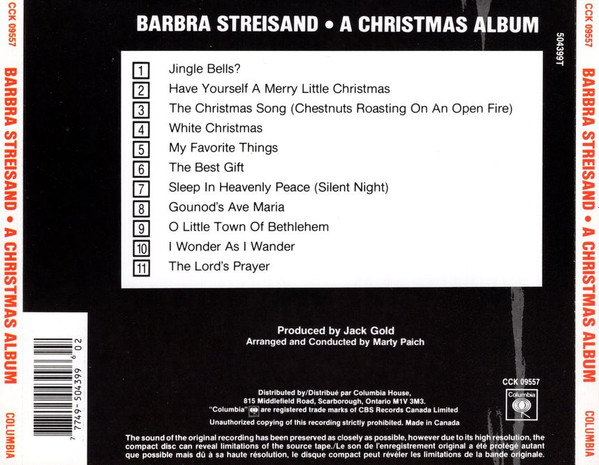 Barbra Streisand - A Christmas Album | Columbia (CCK 09557) - 2 Barbra Streisand - A Christmas Album | Columbia (CCK 09557) - 2