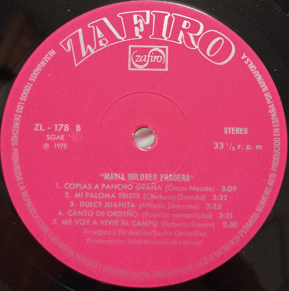 Maria Dolores Pradera - Maria Dolores Pradera | Zafiro (ZL-178) - 4