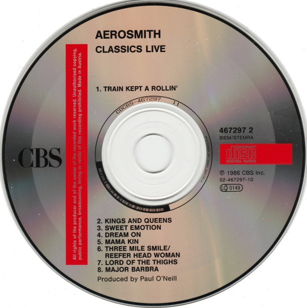 Aerosmith - Classics Live | CBS (467297 2) - 3