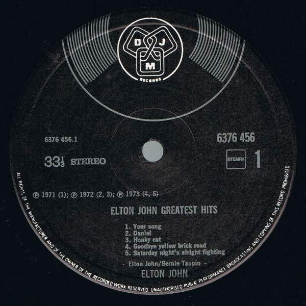 Elton John - Greatest Hits | DJM Records (6376 456) - 3 Elton John - Greatest Hits | DJM Records (6376 456) - 3