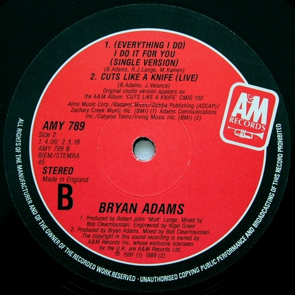 Bryan Adams - (Everything I Do) I Do It For You | A&M Records (AMY 789) - 4 Bryan Adams - (Everything I Do) I Do It For You | A&M Records (AMY 789) - 4