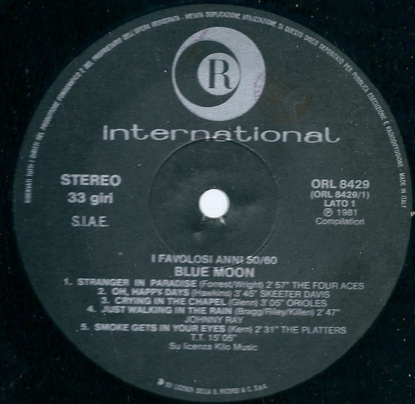 Various - Blue Moon (I Favolosi Anni '50/'60) | Ricordi International (ORL 8429) - 3