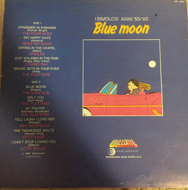 Various - Blue Moon (I Favolosi Anni '50/'60) | Ricordi International (ORL 8429) - 2