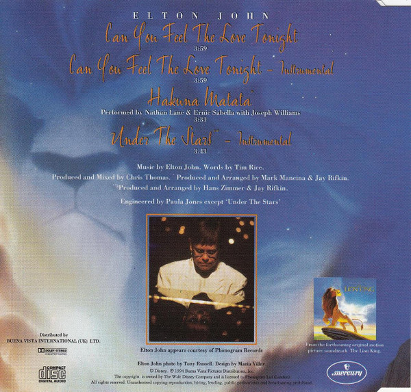 Elton John - Can You Feel The Love Tonight | Mercury (858 885-2) - 4