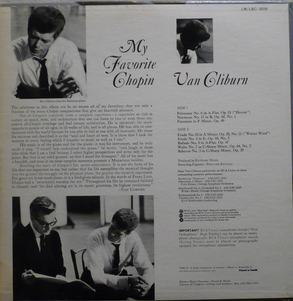 Van Cliburn - My Favorite Chopin | RCA Victor Red Seal (LM-2576) - 2 Van Cliburn - My Favorite Chopin | RCA Victor Red Seal (LM-2576) - 2