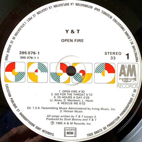 Y & T - Open Fire | A&M Records (395 076-1) - 3