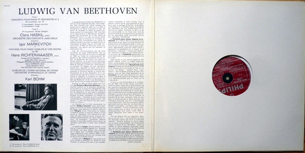 Ludwig van Beethoven – Clara Haskil , Hans Richter-Haaser , Igor Markevitch , Karl Böhm - Concerto Pour Piano Et Orchestre N°. 3 / Fantaisie Pour Piano Chœurs  Et Orchestre | Philips (6500 324) - 3