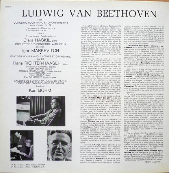 Ludwig van Beethoven – Clara Haskil , Hans Richter-Haaser , Igor Markevitch , Karl Böhm - Concerto Pour Piano Et Orchestre N°. 3 / Fantaisie Pour Piano Chœurs  Et Orchestre | Philips (6500 324) - 4