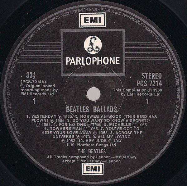 The Beatles - The Beatles Ballads (20 Original Tracks) | Parlophone (PCS 7214) - 3