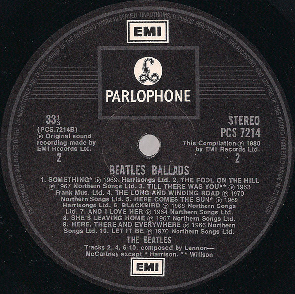The Beatles - The Beatles Ballads (20 Original Tracks) | Parlophone (PCS 7214) - 4