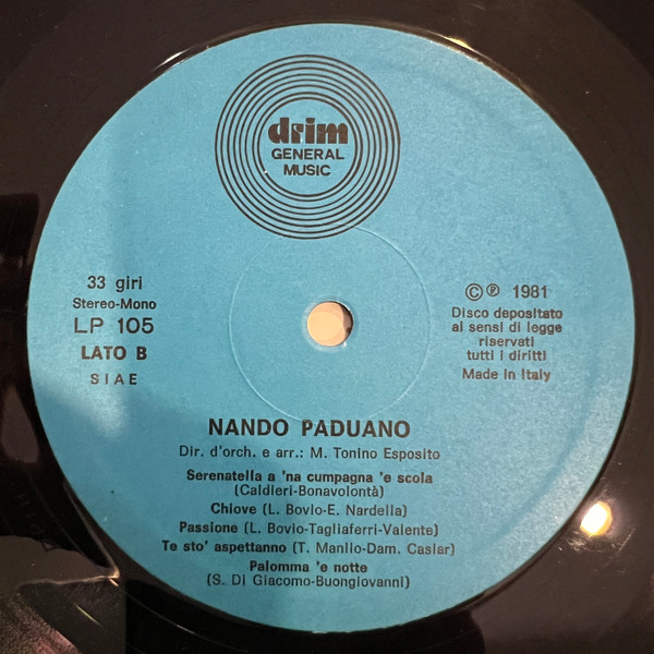 Nando Paduano - Napoli Canzone Mia | Drim General Music (LP 105) - 4 Nando Paduano - Napoli Canzone Mia | Drim General Music (LP 105) - 4