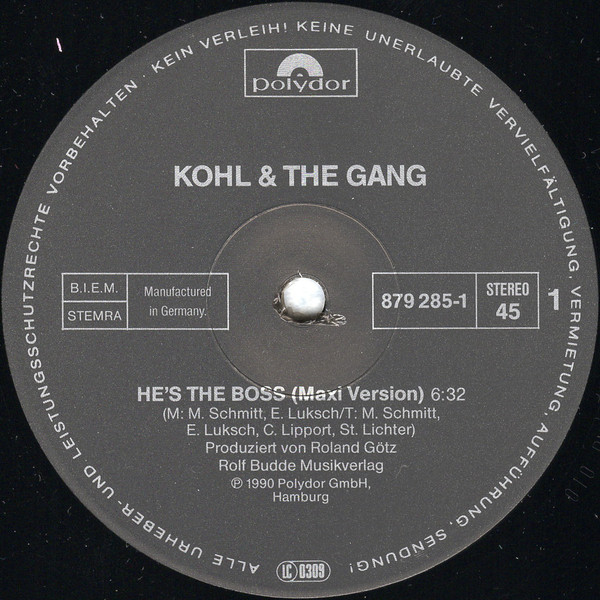 Kohl & The Gang - He's The Boss | Polydor (879 285-1) - 3