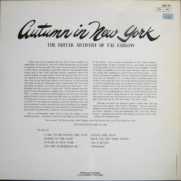 Tal Farlow - Autumn In New York | Verve Records (2304 321) - 2 Tal Farlow - Autumn In New York | Verve Records (2304 321) - 2