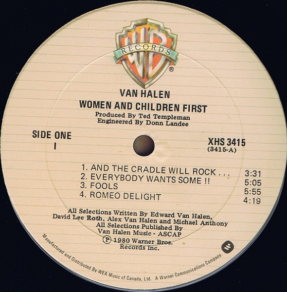 Van Halen - Women And Children First | Warner Bros. Records (XHS 3415) - 3 Van Halen - Women And Children First | Warner Bros. Records (XHS 3415) - 3
