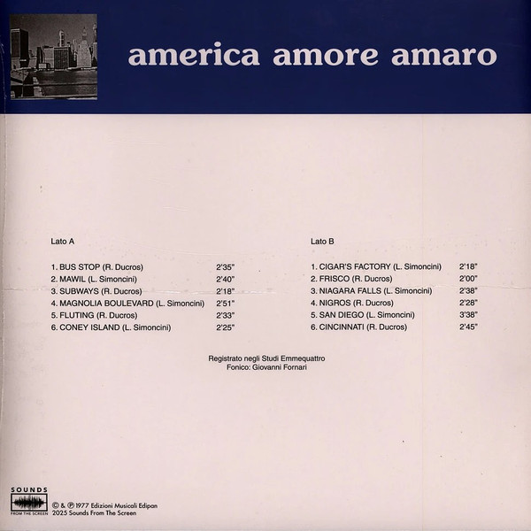 Remigio Ducros , Luciano Simoncini - America Amore Amaro | Sounds From The Screen (SFTS05LP-BLUE) - 3 Remigio Ducros , Luciano Simoncini - America Amore Amaro | Sounds From The Screen (SFTS05LP-BLUE) - 3