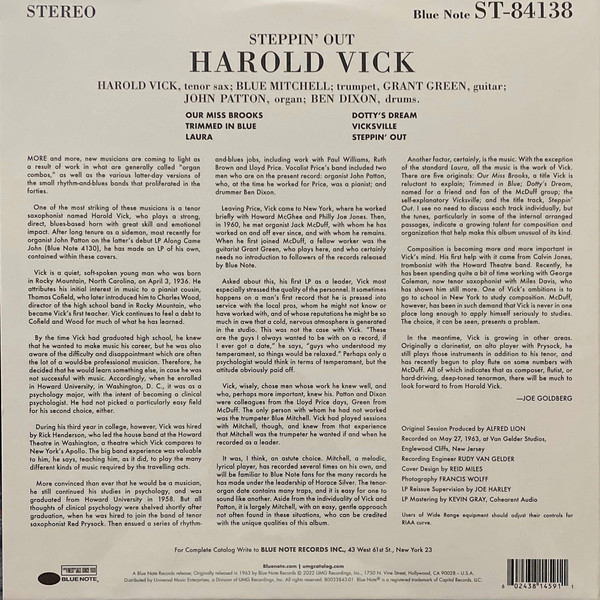 Harold Vick - Steppin' Out! | Blue Note (B0033843-01) - 4 Harold Vick - Steppin' Out! | Blue Note (B0033843-01) - 4