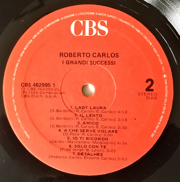 Roberto Carlos - I Grandi Successi | CBS (462995 1) - 2