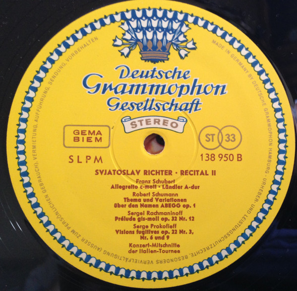 Sviatoslav Richter , Piano - Johann Sebastian Bach · Franz Schubert · Robert Schumann · Sergei Vasilyevich Rachmaninoff · Sergei Prokofiev - Recital II | Deutsche Grammophon (138 950 SLPM) - 4