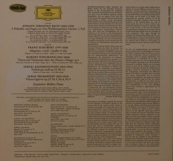 Sviatoslav Richter , Piano - Johann Sebastian Bach · Franz Schubert · Robert Schumann · Sergei Vasilyevich Rachmaninoff · Sergei Prokofiev - Recital II | Deutsche Grammophon (138 950 SLPM) - 2