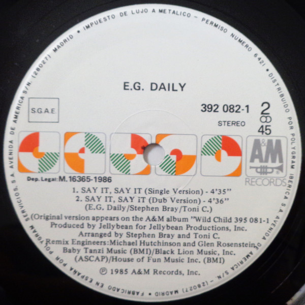 E.G. Daily - Say It, Say It (Extended Version) | A&M Records (392 082-1) - 4 E.G. Daily - Say It, Say It (Extended Version) | A&M Records (392 082-1) - 4