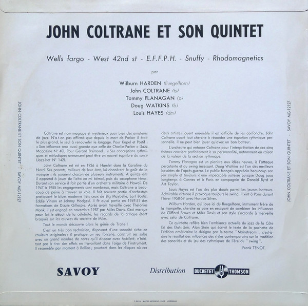 Wilbur Harden , John Coltrane , Tommy Flanagan , Doug Watkins , Louis Hayes - Mainstream - The East Coast Jazz Scene  | Savoy Records (MG 12127) - 2 Wilbur Harden , John Coltrane , Tommy Flanagan , Doug Watkins , Louis Hayes - Mainstream - The East Coast Jazz Scene  | Savoy Records (MG 12127) - 2