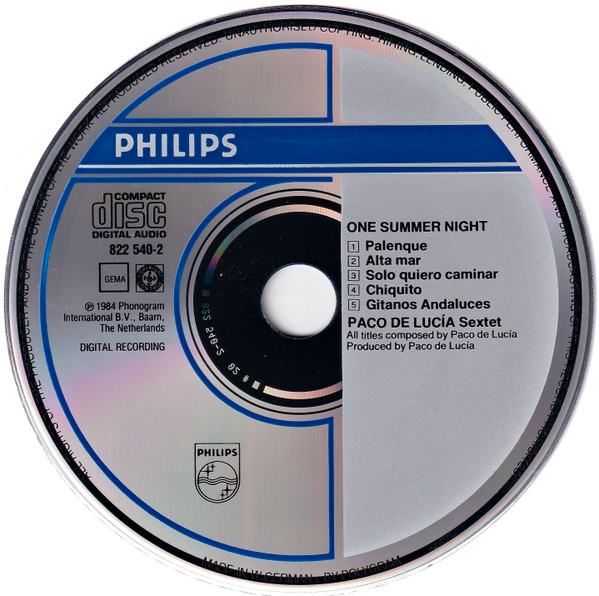 Paco De Lucia Sextet - Live... One Summer Night | Philips (822 540-2) - 3