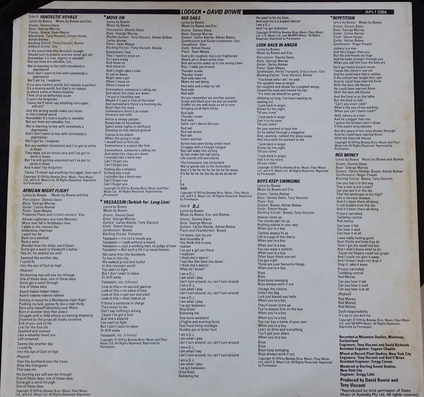 David Bowie - Lodger | RCA Victor (APL1 3254) - 3 David Bowie - Lodger | RCA Victor (APL1 3254) - 3