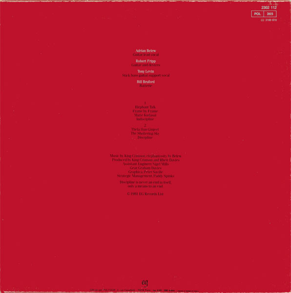 King Crimson - Discipline | EG (2302 112)
