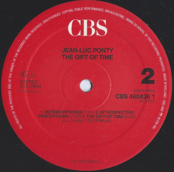 Jean-Luc Ponty - The Gift Of Time | CBS (4604361) - 2