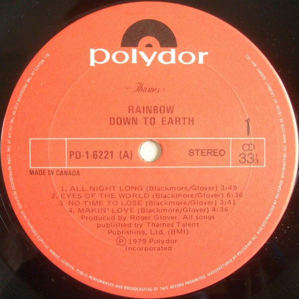 Rainbow - Down To Earth | Polydor (PD-1-6221) - 3