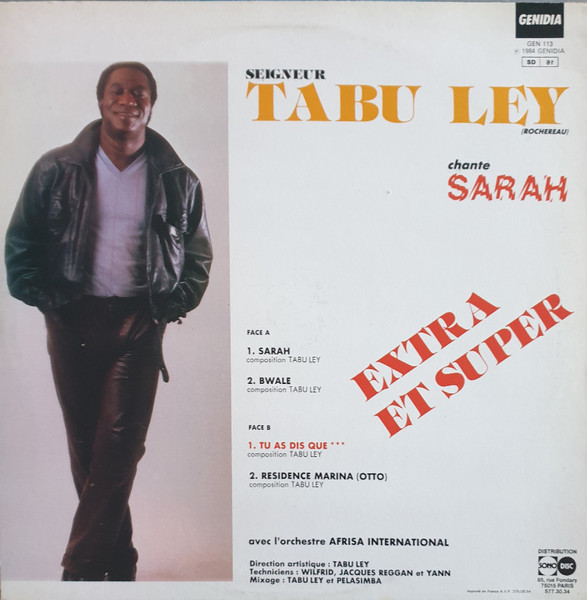 Tabu Ley Rochereau Avec Orchestre Afrisa L'International - Chante Sarah | Genidia (GEN 113) - 2 Tabu Ley Rochereau Avec Orchestre Afrisa L'International - Chante Sarah | Genidia (GEN 113) - 2