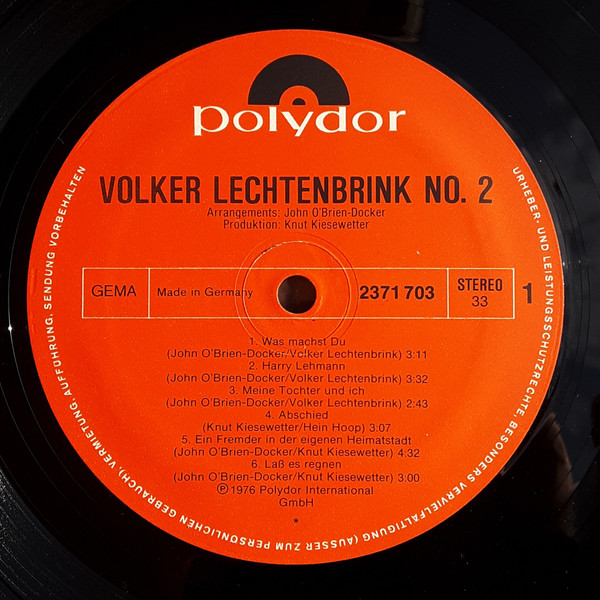 Volker Lechtenbrink - No. 2 | Polydor (2371 703) - 2