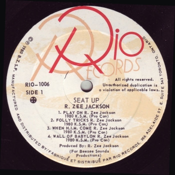 R. Zee Jackson - Seat Up [Vinyl] | Rio Records (RIO-1006) - 3