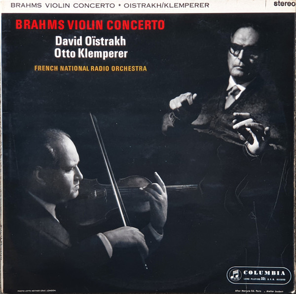 Johannes Brahms - Orchestre National De France , David Oistrach , Otto Klemperer - Brahms Violin Concerto | Columbia (SAX 2411) - main