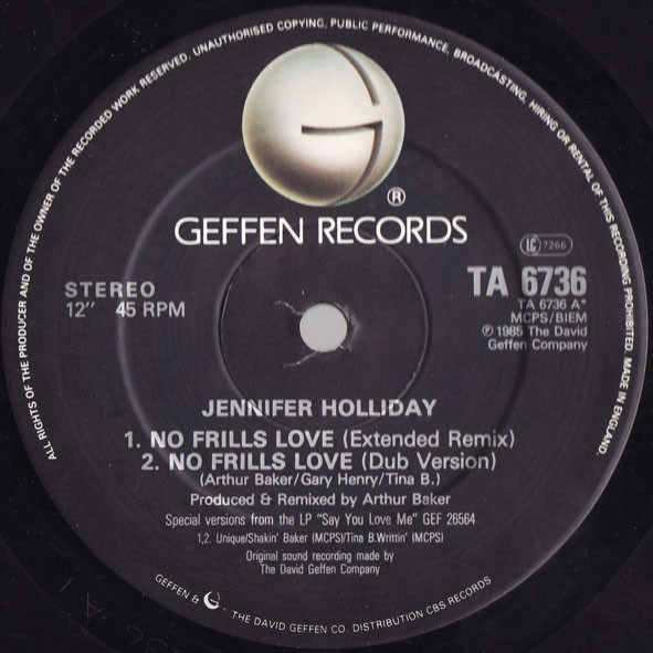 Jennifer Holliday - No Frills Love | Geffen Records (TA 6736) - 3