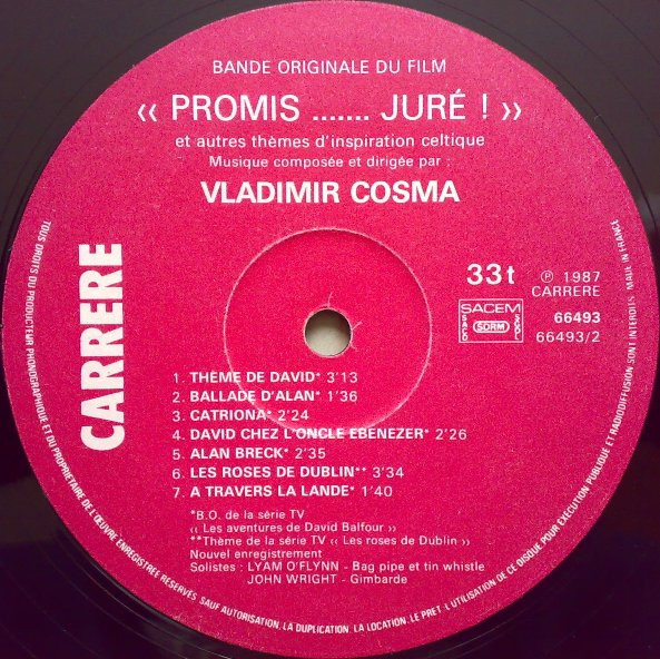 Vladimir Cosma - Promis... Juré! | Carrere (66.493) - 4 Vladimir Cosma - Promis... Juré! | Carrere (66.493) - 4
