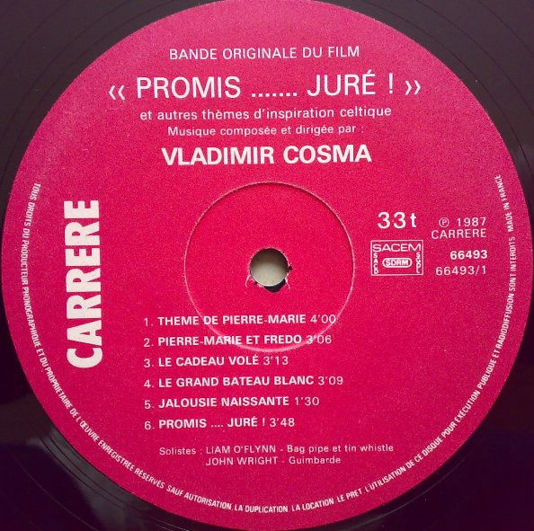 Vladimir Cosma - Promis... Juré! | Carrere (66.493) - 3 Vladimir Cosma - Promis... Juré! | Carrere (66.493) - 3