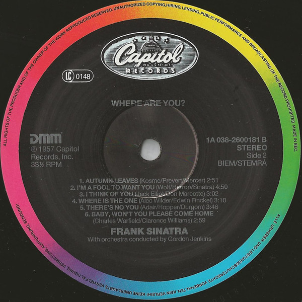 Frank Sinatra - Where Are You? | Capitol Records (1A 038-260018 1) - 4