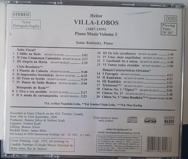 Heitor Villa-Lobos , Sonia Rubinsky - Piano Music Volume 3 | Naxos (8.555286) - 2