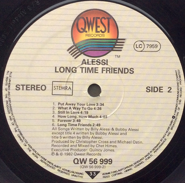 Alessi - Long Time Friends | Qwest Records (QW 56 999) - 4