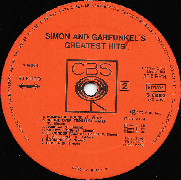 Simon & Garfunkel - Simon And Garfunkel's Greatest Hits | CBS (S 69003) - main Simon & Garfunkel - Simon And Garfunkel's Greatest Hits | CBS (S 69003) - main