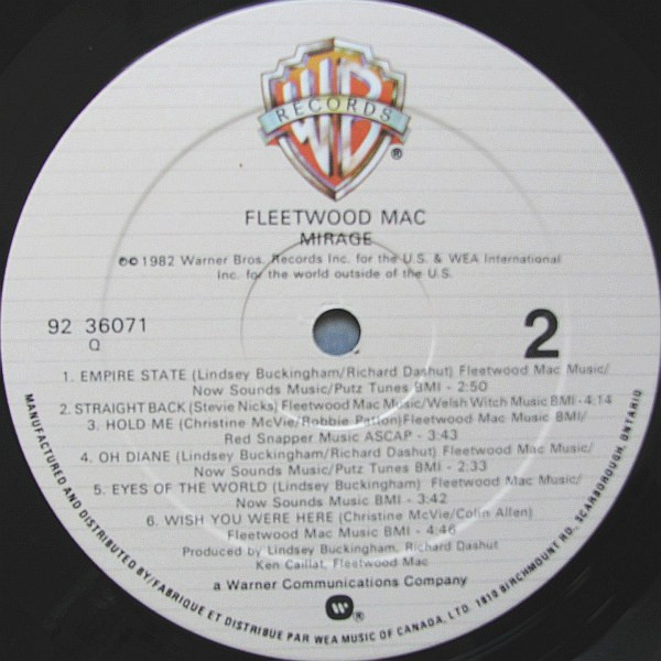 Fleetwood Mac - Mirage | Warner Bros. Records (92 36071) - 4 Fleetwood Mac - Mirage | Warner Bros. Records (92 36071) - 4