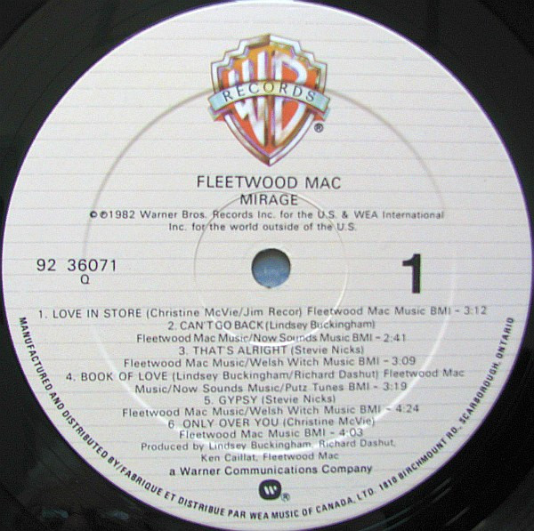 Fleetwood Mac - Mirage | Warner Bros. Records (92 36071) - 3 Fleetwood Mac - Mirage | Warner Bros. Records (92 36071) - 3
