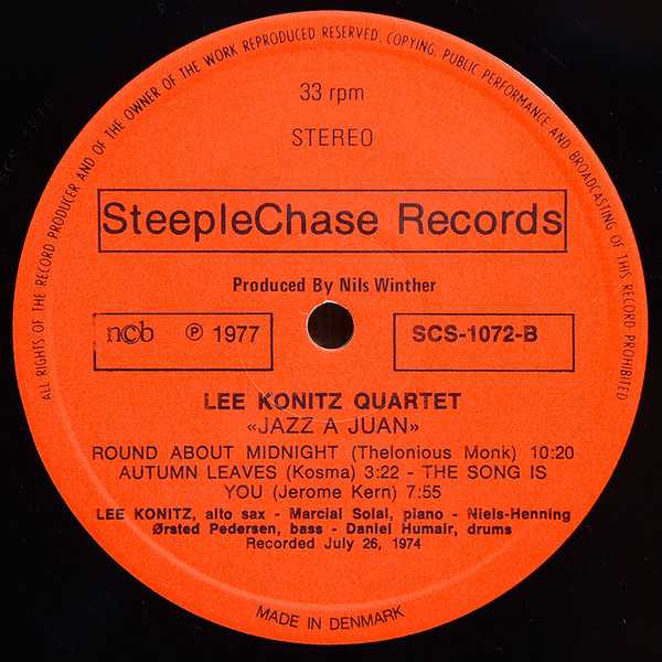 The Lee Konitz Quartet - Jazz À Juan | SteepleChase (SCS-1072) - 4 The Lee Konitz Quartet - Jazz À Juan | SteepleChase (SCS-1072) - 4