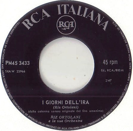 Riz Ortolani E La Sua Orchestra - I Giorni Dell'Ira / Fino All'Ultimo Colpo | RCA Italiana (PM45 3433) - 2 Riz Ortolani E La Sua Orchestra - I Giorni Dell'Ira / Fino All'Ultimo Colpo | RCA Italiana (PM45 3433) - 2