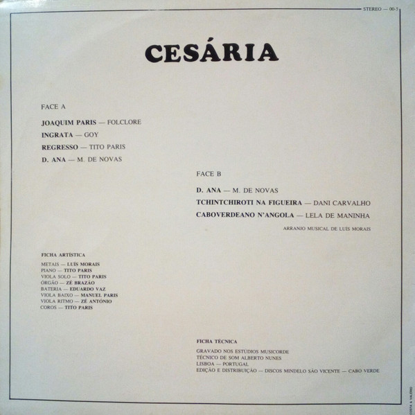 Cesaria Evora - Cesária | Discos Mindelo (00-5) - 2