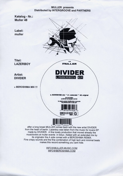 Divider - Lazerboy | Müller Records (Muller 48) - main Divider - Lazerboy | Müller Records (Muller 48) - main