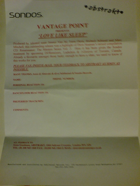 Vantage Point - Love Like Sleep | Sondos (SON 26) - 3