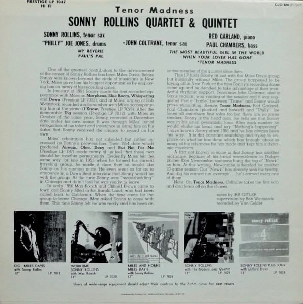 Sonny Rollins Quartet - Tenor Madness | Original Jazz Classics (OJC-124) - 4