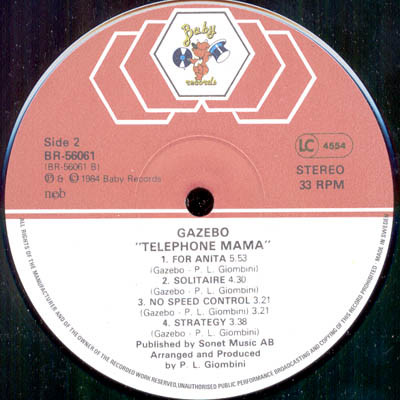 Gazebo - Telephone Mama | Baby Records (BR 56061) - 2 Gazebo - Telephone Mama | Baby Records (BR 56061) - 2